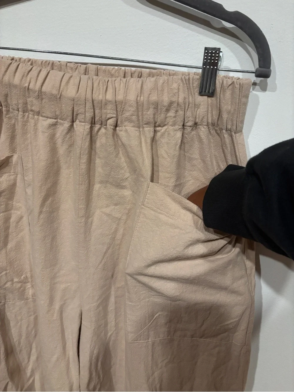 Zenana Tan Wide-Leg Pull-On Pants with Front Pockets - Women’s Large